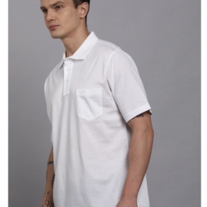 colorplus men solid polo neck cotton blend white t shirt