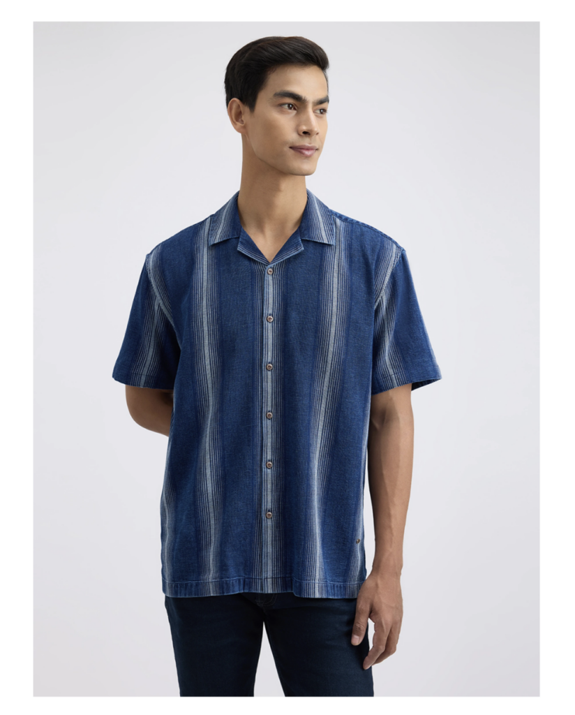 pepe jeans men relaxed fit fit striped spread collar casual shirt